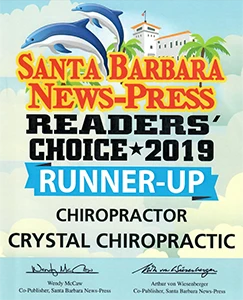 A graphic showing Crystal Chiropractic as a Readers Choice 2019 Runner Up for Best of Santa Barbara