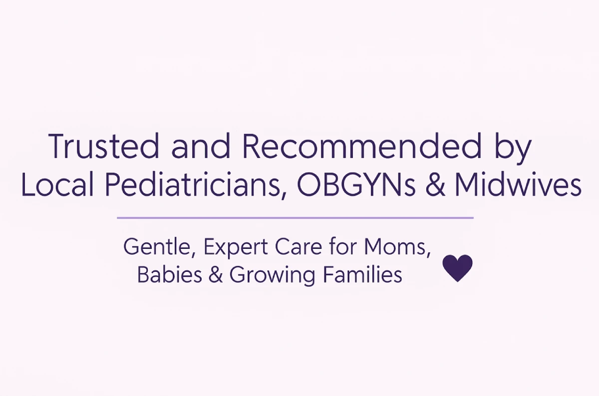 A graphic advertising Crystal Galvan as trusted by pediatricians, OBGYNs, and midwives