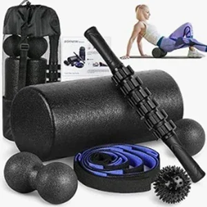 Chiropractic Goleta CA Foam Roller Set A foam roller set including a foam roller, resistance straps, a neuropathy roller ball, and other therapeutic tools