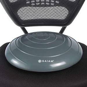 Chiropractic Goleta CA Gaiam Balance Disc Wobble Cushion Stability Core Trainer A photo of a Gaiam Balance Disc Wobble Cushion Stability Core Trainer on an office chair